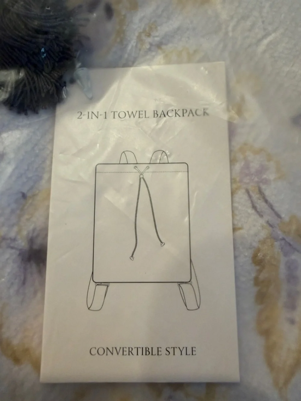 Victoria's Secret Lavender & Gold Floral Backpack and towel set